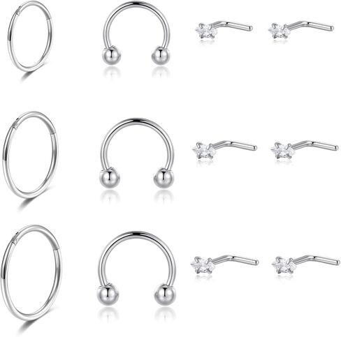 Lantine Opal Nose Stud 20 Gauge 6mm Surgical Steel Cute 20g Nose Ring Piercing Studs Set For Women Men in Saudi Arabia