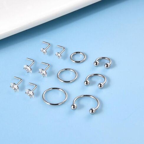 Lantine Opal Nose Stud 20 Gauge 6mm Surgical Steel Cute 20g Nose Ring Piercing Studs Set For Women Men in Saudi Arabia