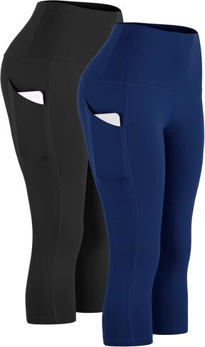 CADMUS Womens High Waist Workout Legging Capris for Yoga w Side Pockets in Kuwait