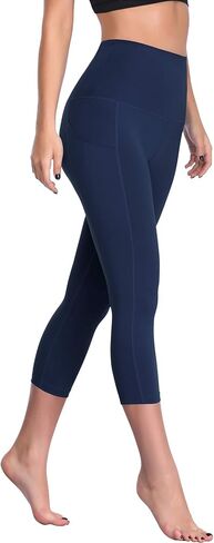 CADMUS Womens High Waist Workout Legging Capris for Yoga w Side Pockets in Kuwait
