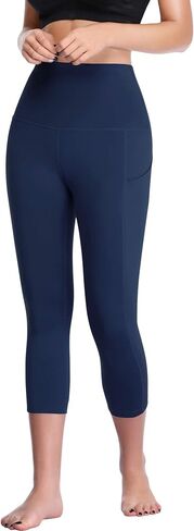 CADMUS Womens High Waist Workout Legging Capris for Yoga w Side Pockets in Kuwait