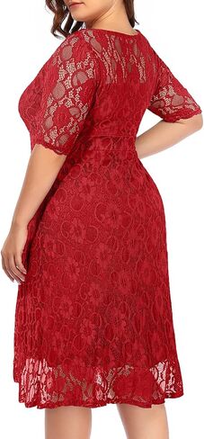 Plus Size Dresses Wedding Guest Semi Formal Lace Cocktail Graduation Party Summer Midi A Line Dress in Kuwait