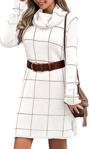 سترة نسائية كاجوال محبوكة بياقة مدورة من Luvamia فستان سترة شبكي مريح in Kuwait