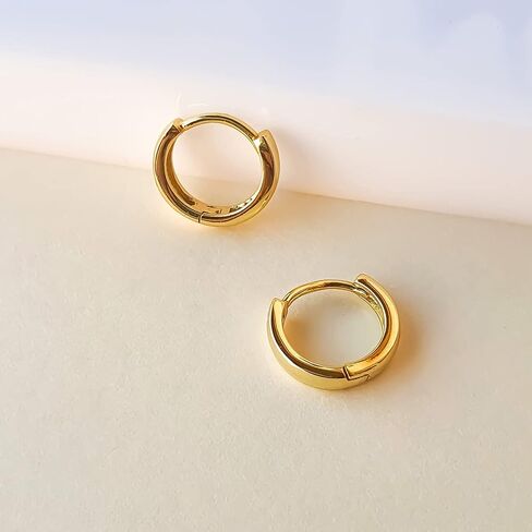3 Pairs Small Hoop Earrings for Women Men, Sterling Silver Post Sleeper Cartilage Huggie Earring Set, 3mm in Width, Diameter in 8mm 10mm 12mm in Kuwait