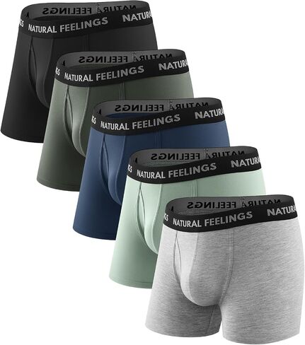 ملابس داخلية للرجال من Natural Feelings، ملابس داخلية من الخيزران والفسكوز، ملابس داخلية مريحة تسمح بالتهوية للرجال مع ذبابة مفتوحة، 5 قطع in Kuwait