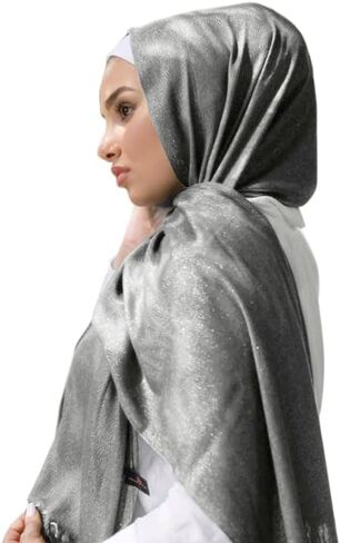 Hybeeh Sparkly Glitter Hijab Scarf for Women Shimmer Hijab Metallic Lightweight Wrap Pashmina Shawl for Women in Kuwait