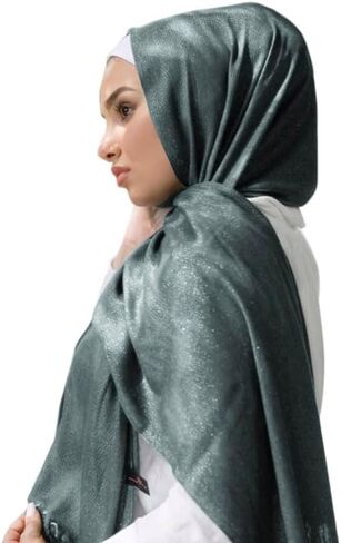 Hybeeh Sparkly Glitter Hijab Scarf for Women Shimmer Hijab Metallic Lightweight Wrap Pashmina Shawl for Women in Saudi Arabia