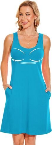 فستان TAIPOVE بظهر Racerback وحمالة صدر مدمجة وفساتين مريحة وفساتين غير رسمية مع جيوب in Kuwait