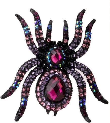 YACQ Women's Spider Stretch Rings Fit Finger Size 6.5 to 9 - Elastic Soft Band Perfect for Arthritis - Silk Scarf Holders - Lead & Nickle Free - 2-1/4 x 2-1/4 Inches - Halloween Costume Accessories in Saudi Arabia