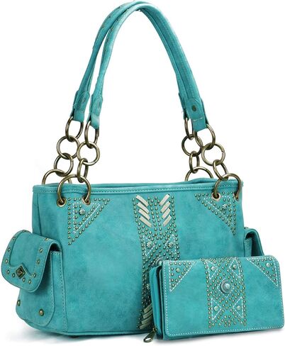 Montana West Handbag and Purse Concealed Carry Tote Bag for Women Leather Embroidered Western Design Satchel with Wallets Set in Saudi Arabia