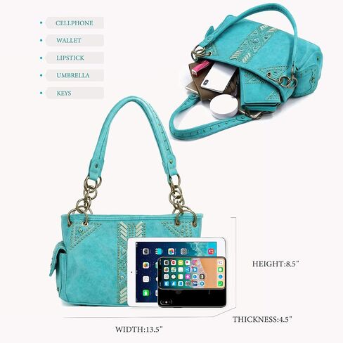 Montana West Handbag and Purse Concealed Carry Tote Bag for Women Leather Embroidered Western Design Satchel with Wallets Set in Saudi Arabia