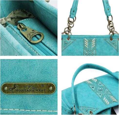 Montana West Handbag and Purse Concealed Carry Tote Bag for Women Leather Embroidered Western Design Satchel with Wallets Set in Saudi Arabia