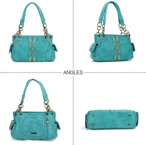 Montana West Handbag and Purse Concealed Carry Tote Bag for Women Leather Embroidered Western Design Satchel with Wallets Set in Saudi Arabia