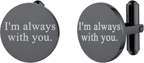 FindChic Stainless Steel Round Cufflinks with Custom Text/Picture/Monogram Letters 18K Gold Plated/Black Color for Men Groom Suits Shirts, with Gift Box in Kuwait