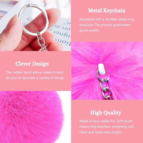 M&C Music Color 20 قطعة من سلاسل المفاتيح المصنوعة من الفراء الصناعي بوم بومس لحقيبة اليد ومحفظة الكرة المنفوشة in Kuwait