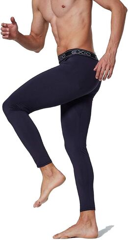 سروال EXIO الرجالي المضغوط من Baselayer، سروال ضيق للجري بارد وجاف EX-P06 in Kuwait
