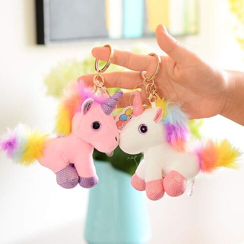 leomoste Cute Unicorn Plush Keychain Kawaii Animal Key Chain Handbag Purse Clip Keyring for Girls Women in Saudi Arabia