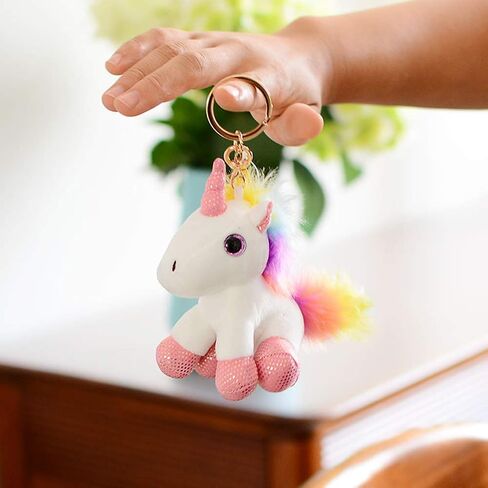 leomoste Cute Unicorn Plush Keychain Kawaii Animal Key Chain Handbag Purse Clip Keyring for Girls Women in Saudi Arabia