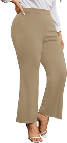 Kim Curvy Plus Size Flare Dress Pants Pants for Women High Waist Pants Bell Bottom with Pockets for Work and Casual in Kuwait