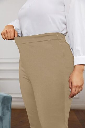 Kim Curvy Plus Size Flare Dress Pants Pants for Women High Waist Pants Bell Bottom with Pockets for Work and Casual in Kuwait