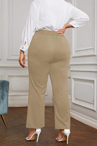 Kim Curvy Plus Size Flare Dress Pants Pants for Women High Waist Pants Bell Bottom with Pockets for Work and Casual in Kuwait