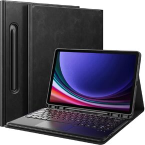 حافظة لوحة مفاتيح MoKo لجهاز Galaxy Tab S9 Plus مع لوحة مفاتيح، Samsung Galaxy Tab S9+ 12.4 بوصة موديل 2023 (SM-X810/SM-X816B/SM-X818U) مع حامل قلم S ولوحة لمس، لوحة مفاتيح بلوتوث قابلة للفصل، أسود in Kuwait