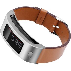 DuiGong Leather Strap Compatible for Garmin Vivofit 1-2 Replacement Band with Silver Stainless Steel Protector Case, S/M & M/L (Black) in Saudi Arabia