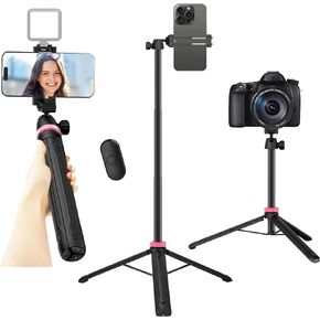𝐔𝐩𝐠𝐫𝐚𝐝𝐞𝐝 59'' Phone Tripod Selfie Stick with Remote & Cold Shoe Mount, 360° Ballhead Extension Pole Camera Tripod for iPhone Android Gopro Live Streaming Travel Vlogging in Saudi Arabia