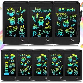 Zhehao 8 Pcs LCD Writing Tablet 6.5 Inch Colorful Drawing Board Educational Kids Doodle Pad Drawing Board Doodle Board for Aged 3-6 Girls Boys Office Gifts Drawing Board(Black)