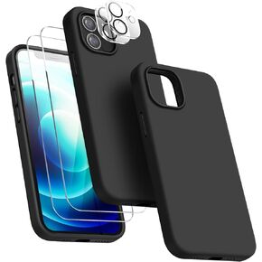 JTWIE [5 في 1 متوافق مع حافظة iPhone 12 Mini، حافظة سيليكون مقاومة للصدمات مع [واقي شاشة و2 واقيات للكاميرا] لهاتف iPhone 12 Mini 5.4 بوصة أخضر......