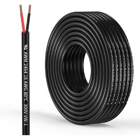 سلك كهربائي 16 مقياس 2 موصل 16AWG سلك PVC مجدول خالي من الأكسجين، نحاس، كابل جهد منخفض مرن 32.8FT/10M لشرائط LED ومصابيح إضاءة السيارات (16/2AWG-32.8FT) in Kuwait