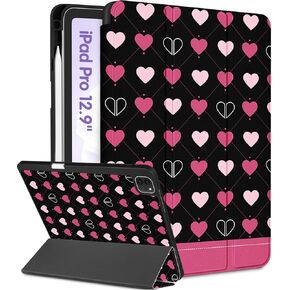 for iPad Pro 12.9 Case for iPad Air 13 Inch 2024 Case Girls Cute Women Folio Cover Pencil Holder Cartoon Design Girly Kawaii Teens for Apple 12.9 inch for iPad Pro Case Air 13 2024 Cases