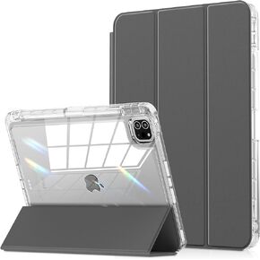 حافظة INFILAND متوافقة مع iPad Pro مقاس 11 بوصة (الجيل الرابع والثالث والثاني والأول) 2022/2021/2020/2018، ظهر وإطار شفاف كريستالي [مضاد للاصفرار] + حامل أقلام، ذهبي وردي
