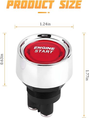 AICEL Car Push Button Starter Switch, Engine Ignition Button Start Switch for Car Truck Boat RV ATV, 12V 50A Engine Start Button Momentary Start Switch, Car Accessories Keyless Switch in Kuwait