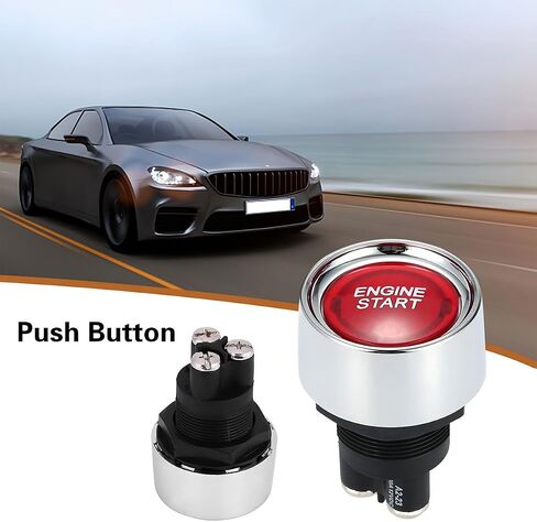 AICEL Car Push Button Starter Switch, Engine Ignition Button Start Switch for Car Truck Boat RV ATV, 12V 50A Engine Start Button Momentary Start Switch, Car Accessories Keyless Switch in Kuwait