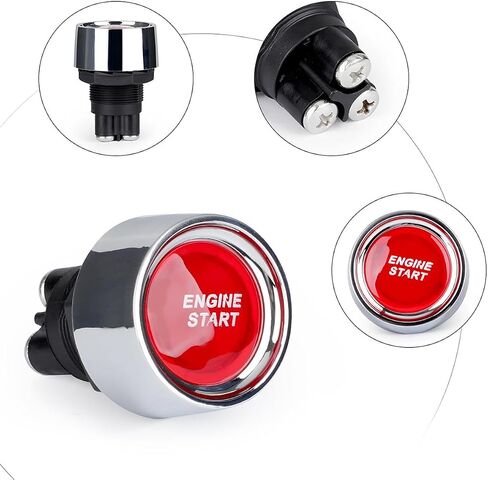 AICEL Car Push Button Starter Switch, Engine Ignition Button Start Switch for Car Truck Boat RV ATV, 12V 50A Engine Start Button Momentary Start Switch, Car Accessories Keyless Switch in Kuwait
