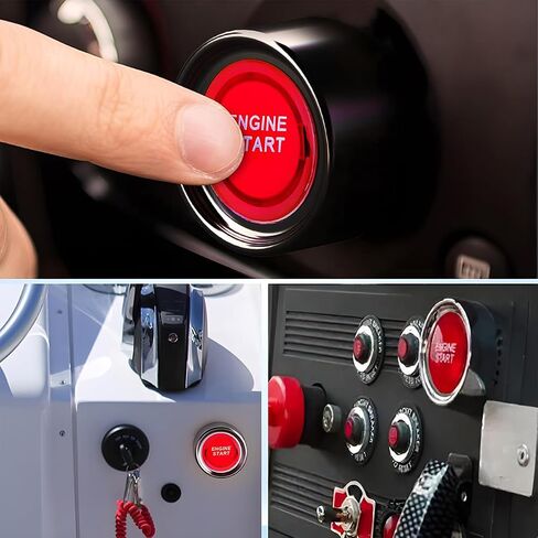 AICEL Car Push Button Starter Switch, Engine Ignition Button Start Switch for Car Truck Boat RV ATV, 12V 50A Engine Start Button Momentary Start Switch, Car Accessories Keyless Switch in Kuwait