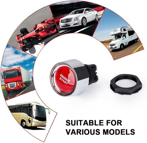 AICEL Car Push Button Starter Switch, Engine Ignition Button Start Switch for Car Truck Boat RV ATV, 12V 50A Engine Start Button Momentary Start Switch, Car Accessories Keyless Switch in Kuwait