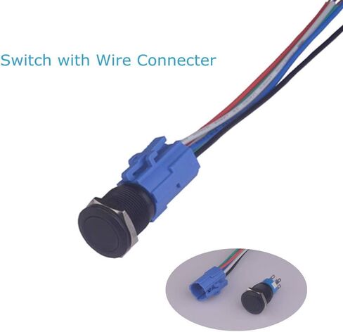 Taien لحظة ضغط على زر التبديل رمز القرن 19 مم 3/4 بوصة 1NO1NC تشغيل/إيقاف غلاف معدني أسود مع ضوء LED 12 فولت للسيارة DIY (مكبر صوت أزرق) in Kuwait