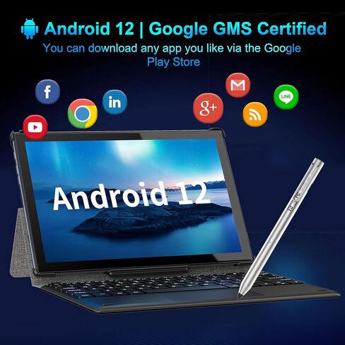 تابلت مع لوحة مفاتيح، تابلت أندرويد 12 مقاس 10.1 بوصة 2 في 1، ذاكرة وصول عشوائي 4 جيجابايت، ذاكرة وصول عشوائي 128 جيجابايت، شاشة FHD بدقة 1080 بكسل، بطارية 7000 مللي أمبير في الساعة، وحدة معالجة مركزية ثماني النواة 2.0 جيجا هرتز، 2.4 جيجا+5 جيجا واي فاي،  in Kuwait