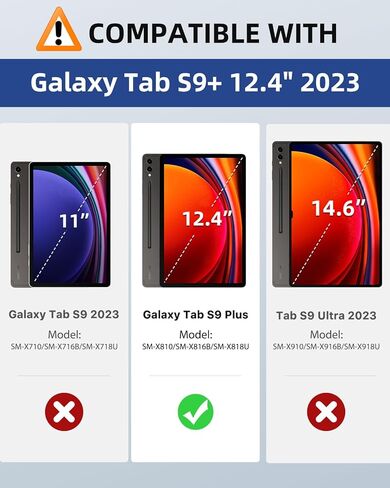 حافظة لوحة مفاتيح MoKo لجهاز Galaxy Tab S9 Plus مع لوحة مفاتيح، Samsung Galaxy Tab S9+ 12.4 بوصة موديل 2023 (SM-X810/SM-X816B/SM-X818U) مع حامل قلم S ولوحة لمس، لوحة مفاتيح بلوتوث قابلة للفصل، أسود in Kuwait