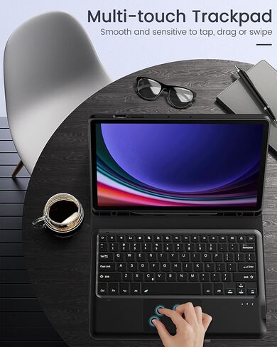حافظة لوحة مفاتيح MoKo لجهاز Galaxy Tab S9 Plus مع لوحة مفاتيح، Samsung Galaxy Tab S9+ 12.4 بوصة موديل 2023 (SM-X810/SM-X816B/SM-X818U) مع حامل قلم S ولوحة لمس، لوحة مفاتيح بلوتوث قابلة للفصل، أسود in Kuwait