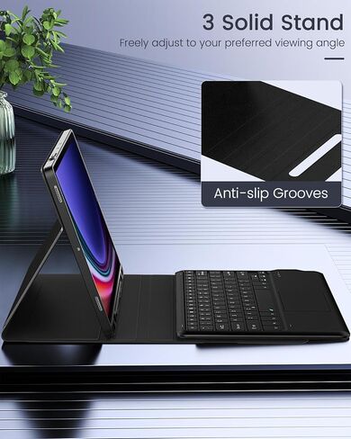 حافظة لوحة مفاتيح MoKo لجهاز Galaxy Tab S9 Plus مع لوحة مفاتيح، Samsung Galaxy Tab S9+ 12.4 بوصة موديل 2023 (SM-X810/SM-X816B/SM-X818U) مع حامل قلم S ولوحة لمس، لوحة مفاتيح بلوتوث قابلة للفصل، أسود in Kuwait