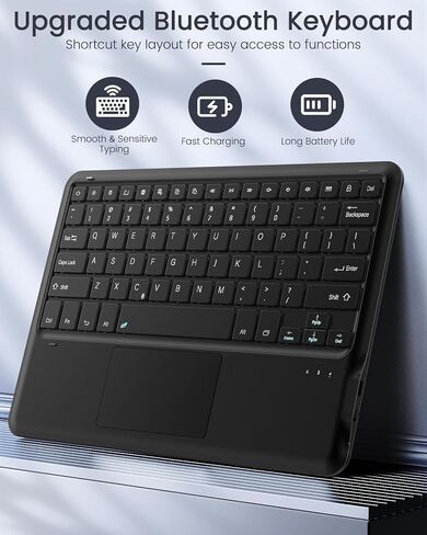 حافظة لوحة مفاتيح MoKo لجهاز Galaxy Tab S9 Plus مع لوحة مفاتيح، Samsung Galaxy Tab S9+ 12.4 بوصة موديل 2023 (SM-X810/SM-X816B/SM-X818U) مع حامل قلم S ولوحة لمس، لوحة مفاتيح بلوتوث قابلة للفصل، أسود in Kuwait