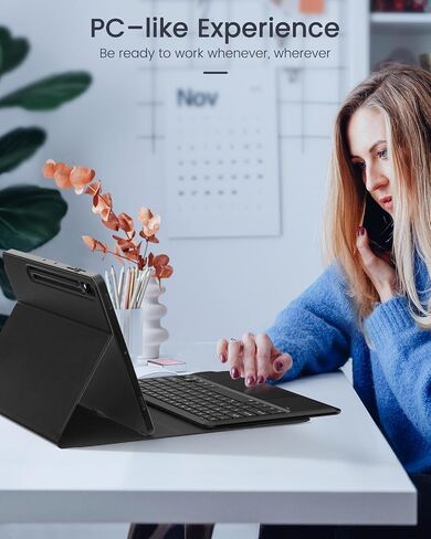 حافظة لوحة مفاتيح MoKo لجهاز Galaxy Tab S9 Plus مع لوحة مفاتيح، Samsung Galaxy Tab S9+ 12.4 بوصة موديل 2023 (SM-X810/SM-X816B/SM-X818U) مع حامل قلم S ولوحة لمس، لوحة مفاتيح بلوتوث قابلة للفصل، أسود in Kuwait