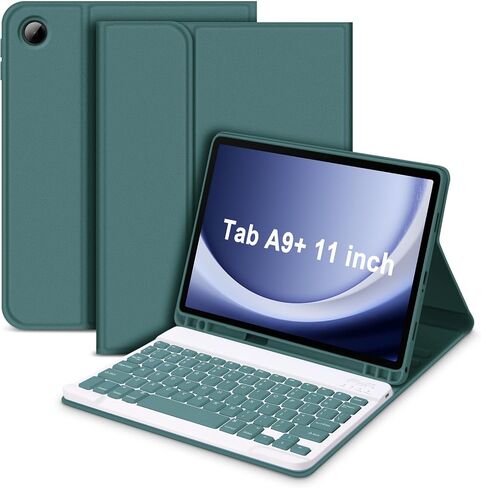 حافظة لوحة مفاتيح GOKOCO Samsung Galaxy Tab A9 Plus 2023 مقاس 11 بوصة، لوحة مفاتيح بلوتوث لاسلكية قابلة للفصل مغناطيسيًا لـ SM-X210/X215/X216- أخضر داكن in Saudi Arabia