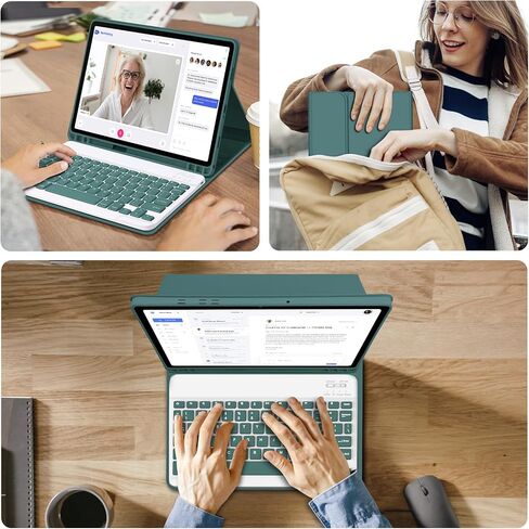 حافظة لوحة مفاتيح GOKOCO Samsung Galaxy Tab A9 Plus 2023 مقاس 11 بوصة، لوحة مفاتيح بلوتوث لاسلكية قابلة للفصل مغناطيسيًا لـ SM-X210/X215/X216- أخضر داكن in Saudi Arabia