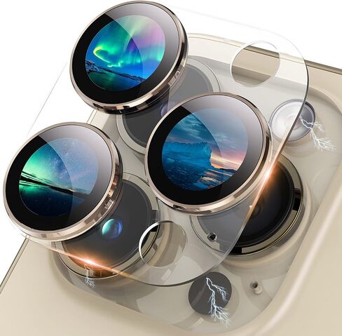 تصميم لهاتف iPhone 16 Pro/iPhone 16 Pro Max/iPhone 14 Pro/iPhone 14 Pro Max واقي عدسة الكاميرا [تغطية كاملة] [تصوير ليلي عالي الدقة] 9H زجاج مقسى شفاف أكريليك ملون in Kuwait