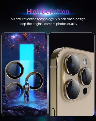 تصميم لهاتف iPhone 16 Pro/iPhone 16 Pro Max/iPhone 14 Pro/iPhone 14 Pro Max واقي عدسة الكاميرا [تغطية كاملة] [تصوير ليلي عالي الدقة] 9H زجاج مقسى شفاف أكريليك ملون in Kuwait