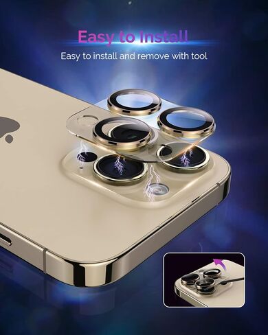 تصميم لهاتف iPhone 16 Pro/iPhone 16 Pro Max/iPhone 14 Pro/iPhone 14 Pro Max واقي عدسة الكاميرا [تغطية كاملة] [تصوير ليلي عالي الدقة] 9H زجاج مقسى شفاف أكريليك ملون in Kuwait